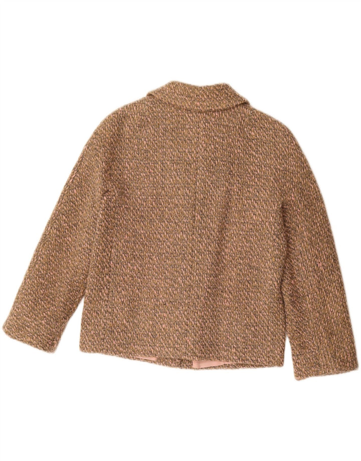 Jaqueta blazer vintage feminina com 4 botões Reino Unido 16 grande marrom