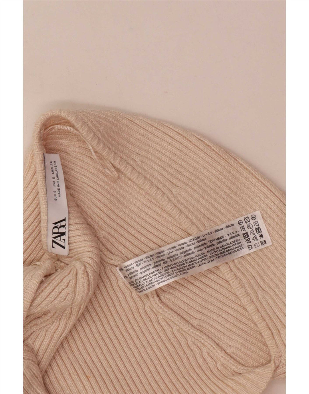 Bolero feminino Zara Top UK 8 pequeno bege viscose