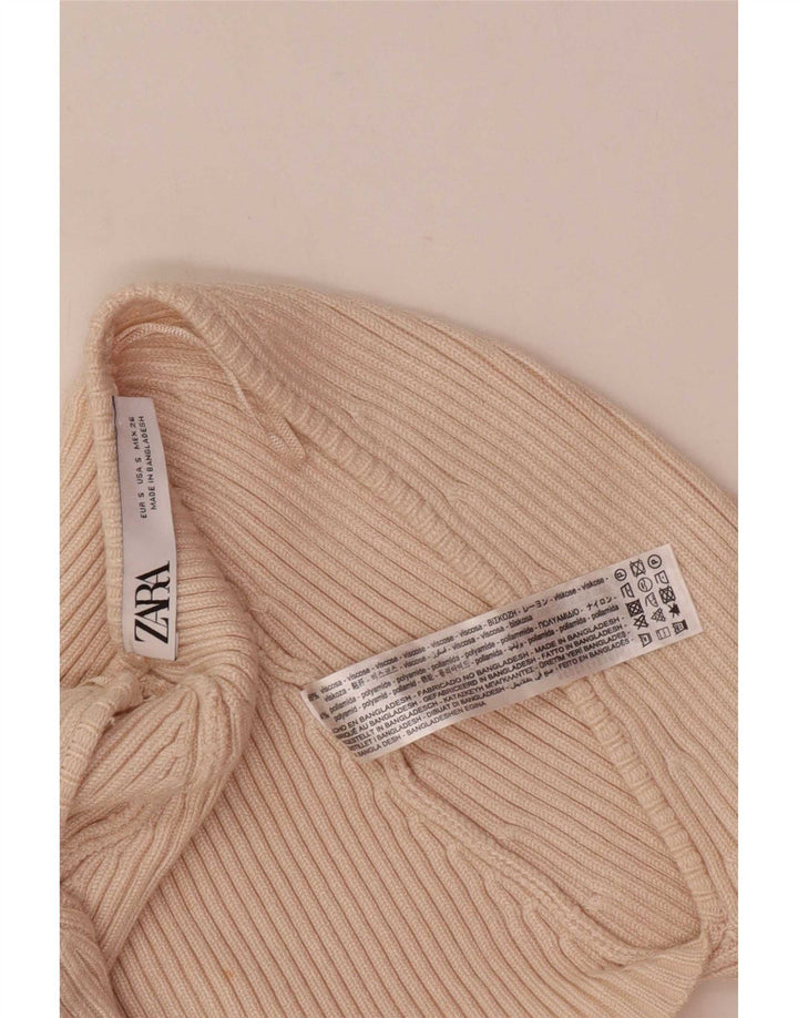 Bolero feminino Zara Top UK 8 pequeno bege viscose