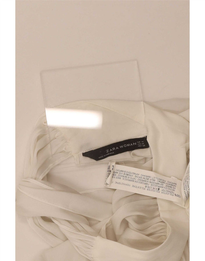Blusa feminina de manga comprida Zara UK 12 poliéster branco médio