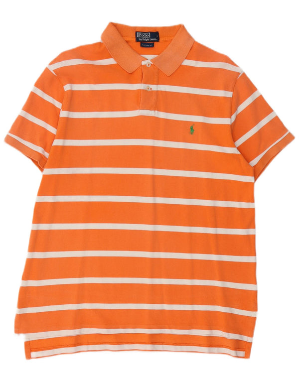 Camisa polo masculina POLO RALPH LAUREN XL laranja listrada de algodão