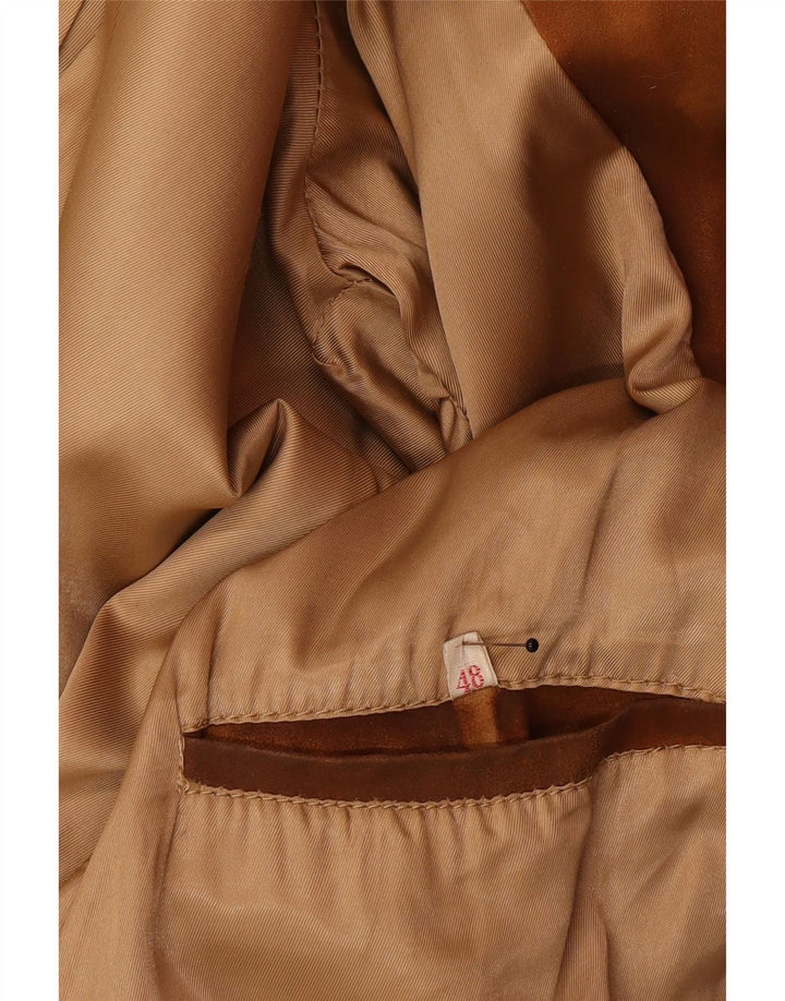 Jaqueta bomber masculina vintage de camurça IT 48 marrom médio