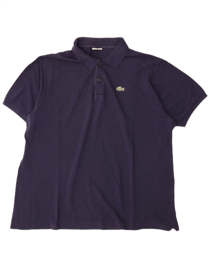Camisa polo masculina Lacoste tamanho 7 2XL algodão azul marinho