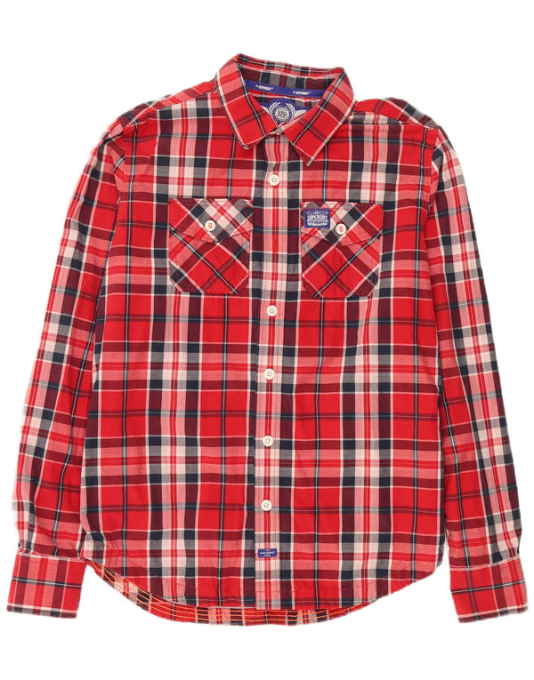 Camisa masculina Superdry XL algodão xadrez vermelho
