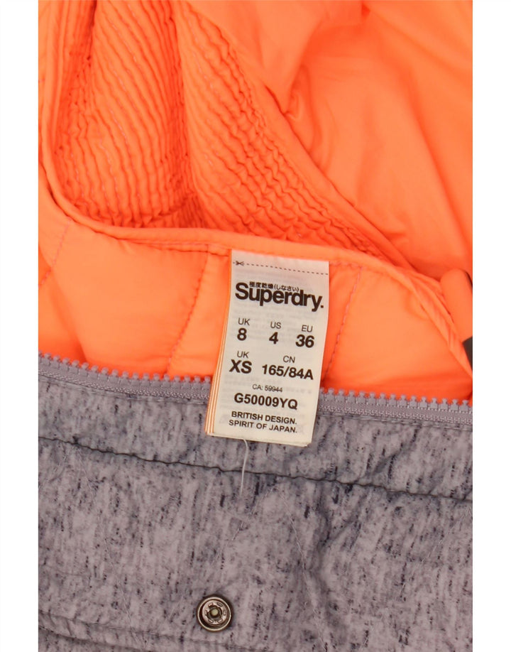 Jaqueta acolchoada com capuz feminina Superdry UK 8 XS cinza Colourblock poliéster