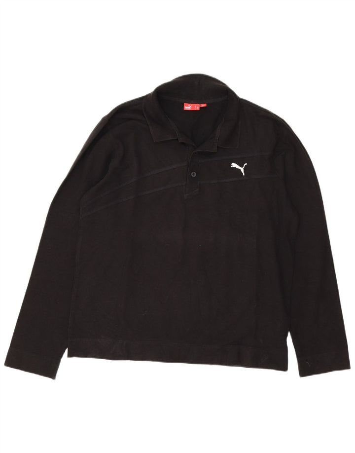 Camisa polo masculina de manga comprida Puma grande algodão preto