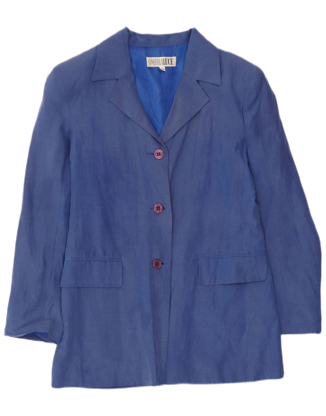 Jaqueta blazer feminina Ombraluce com 3 botões IT 44 seda azul médio