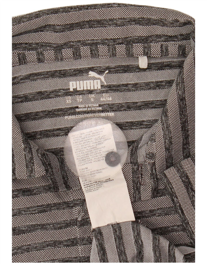 Camisa polo masculina Puma pequena listrada cinza poliéster