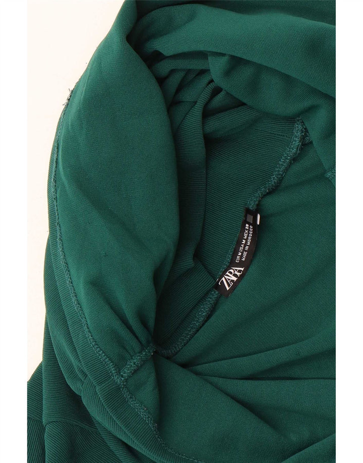 Zara Womens Crop Top Manga Longa Reino Unido 12 Verde Médio