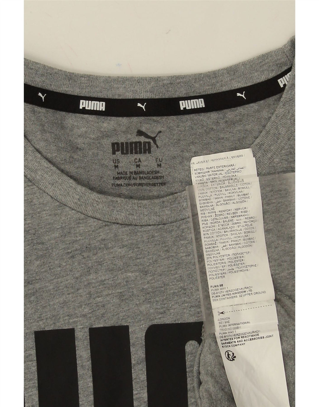 PUMA Mens Graphic T-Shirt Top Medium Grey Cotton Vintage Puma and Second-Hand Puma from Messina Hembry 