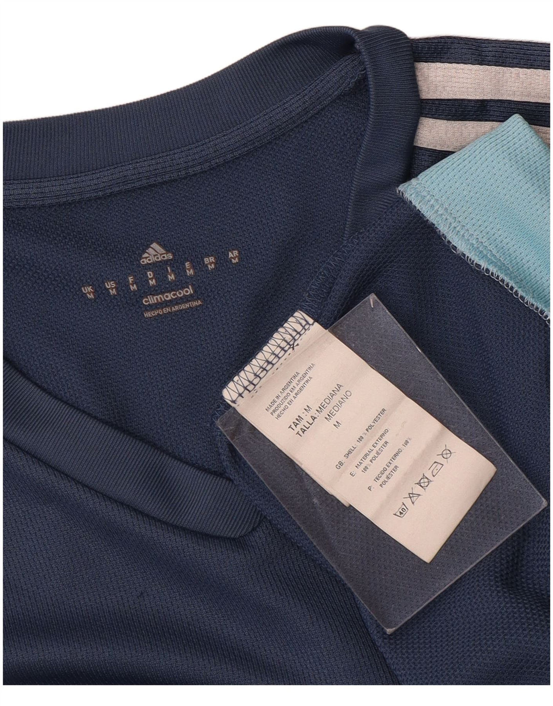 Adidas Masculino Climalite Camiseta Top Médio Azul Marinho Colorblock Poliéster