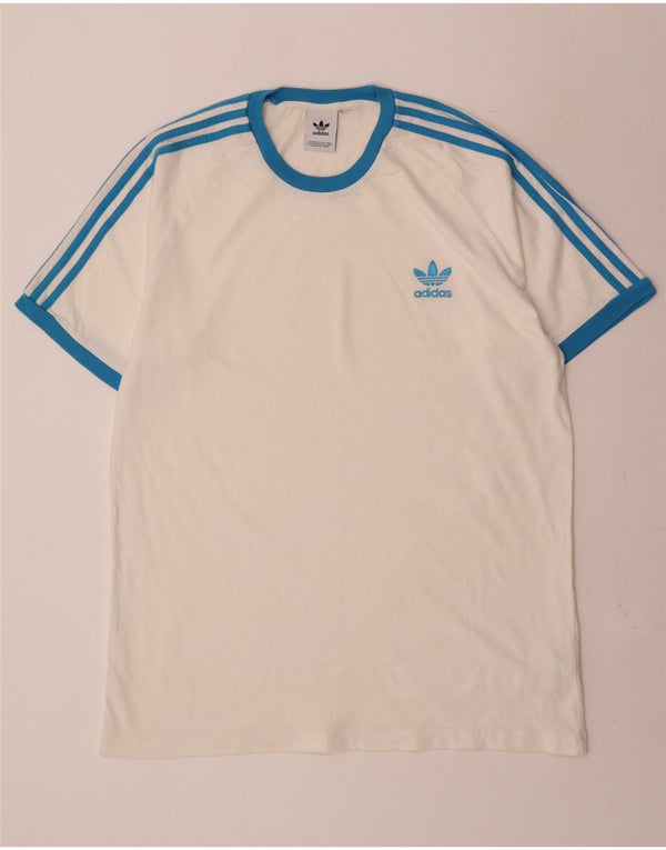 Adidas Mens Camiseta Top Grande Algodão Branco