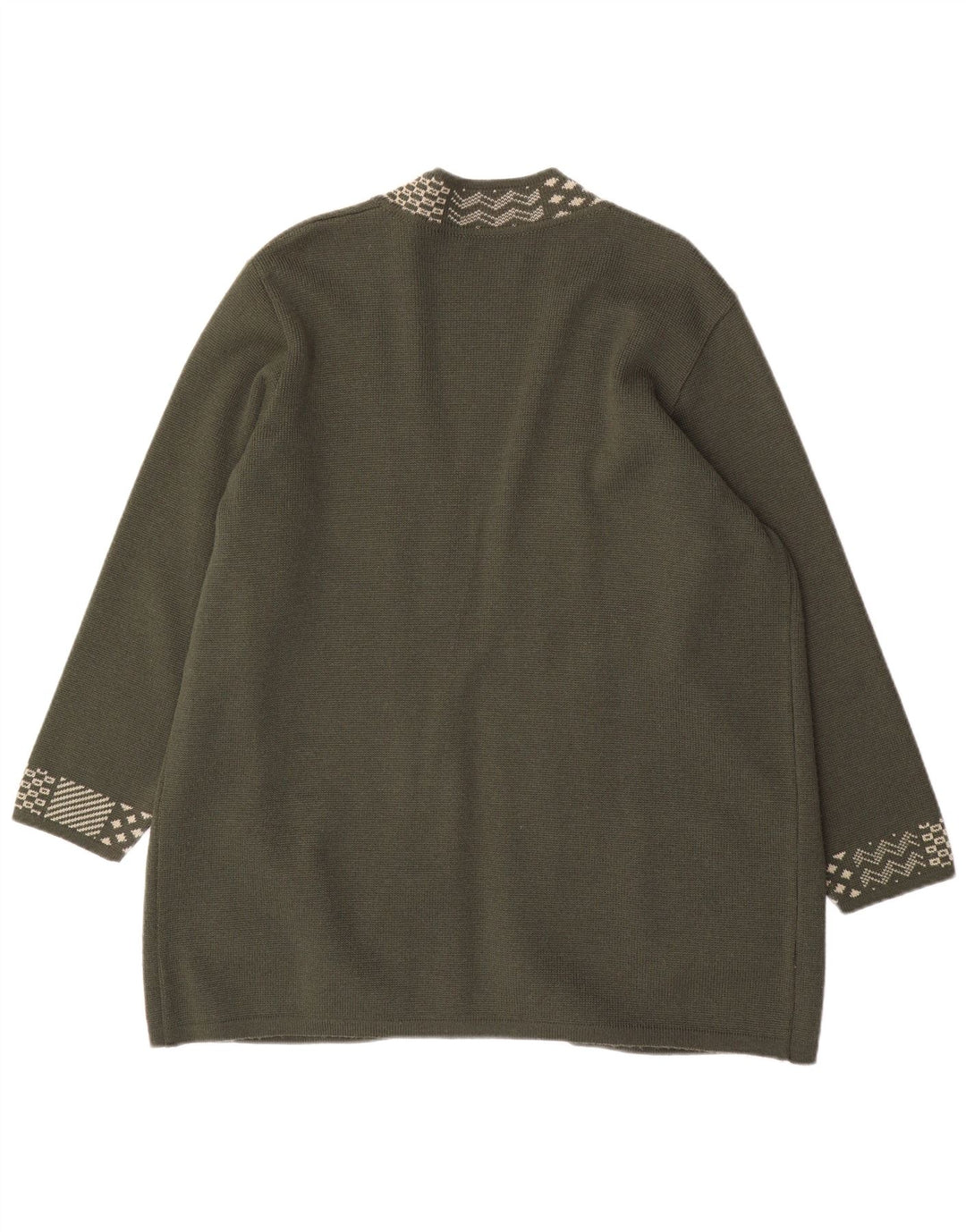 Suéter cardigã feminino com palangre Grazia US 18 2XL lã cáqui