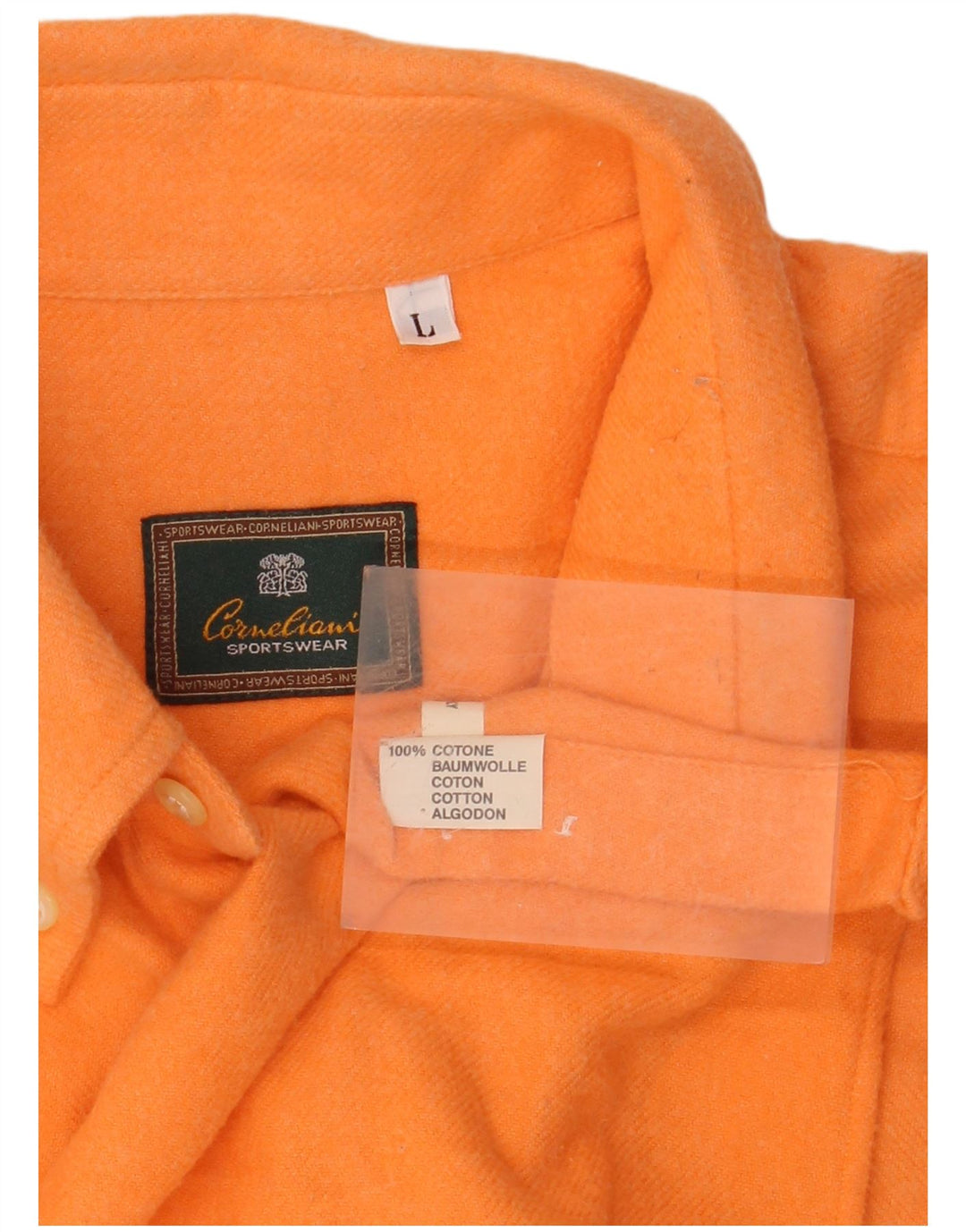 Camisa masculina de flanela CORNELIANI grande algodão laranja