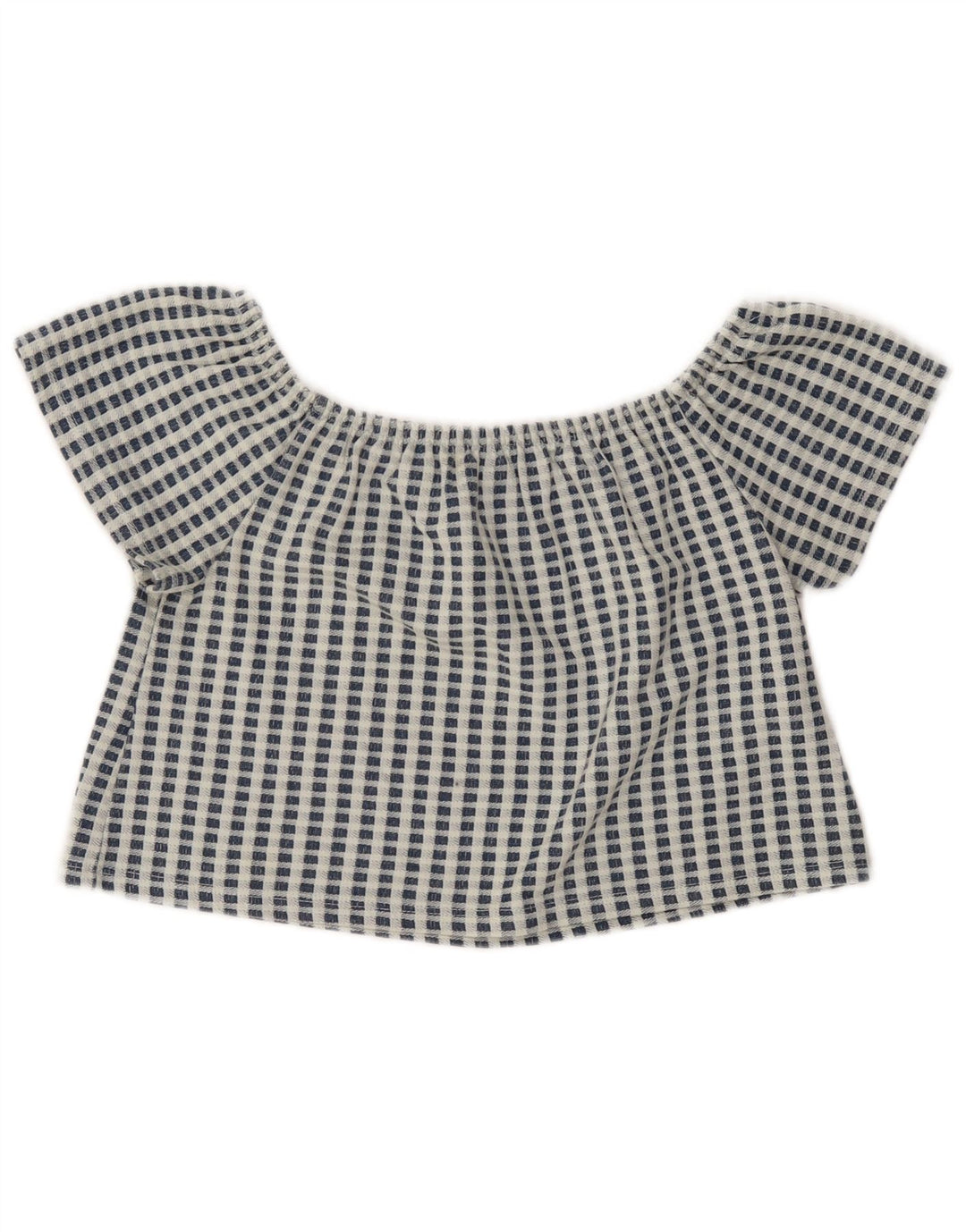 Zara Womens Trafaluc Crop Top UK 10 Pequeno Azul Check Poliéster