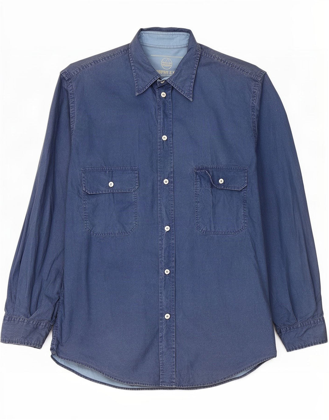 Camisa masculina Murphy & Nye Marine Heritage grande algodão azul marinho