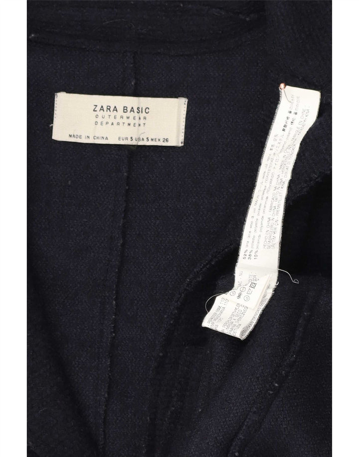 Sobretudo feminino Zara Oversized UK 10 pequeno lã azul marinho