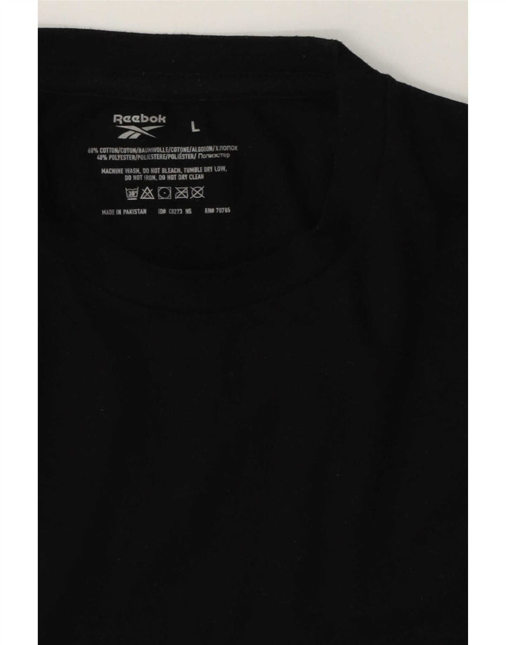 Reebok Mens T-Shirt Top Grande Algodão Preto