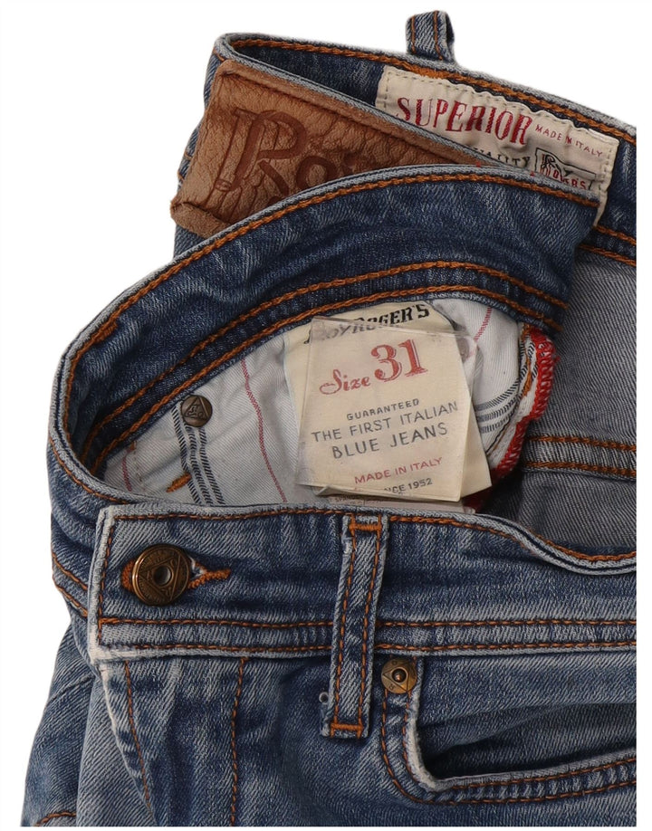 Roy Rogers feminino superior slim jeans W31 L30 algodão azul