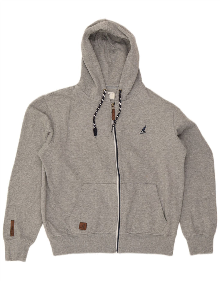Suéter masculino Kangol com capuz e zíper grande cinza