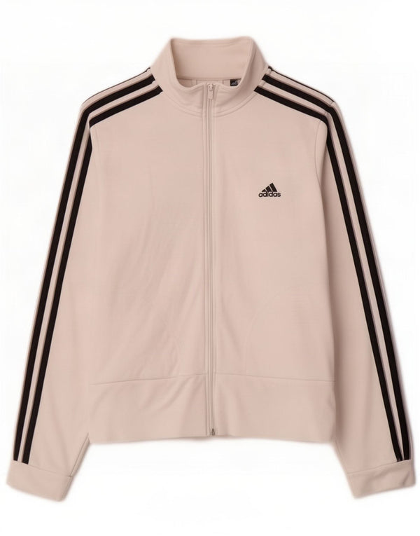Adidas Womens Tracksuit Top Jacket UK 14 Médio Algodão Branco