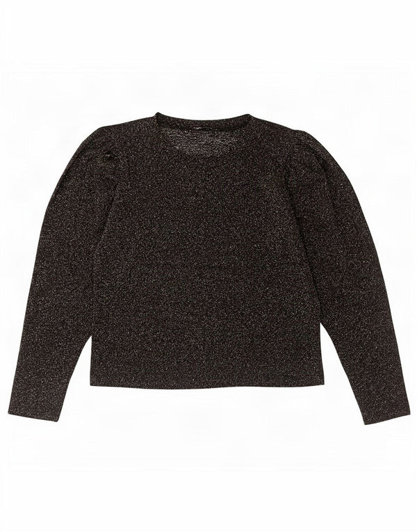 Top feminino Zara manga comprida UK 12 médio preto
