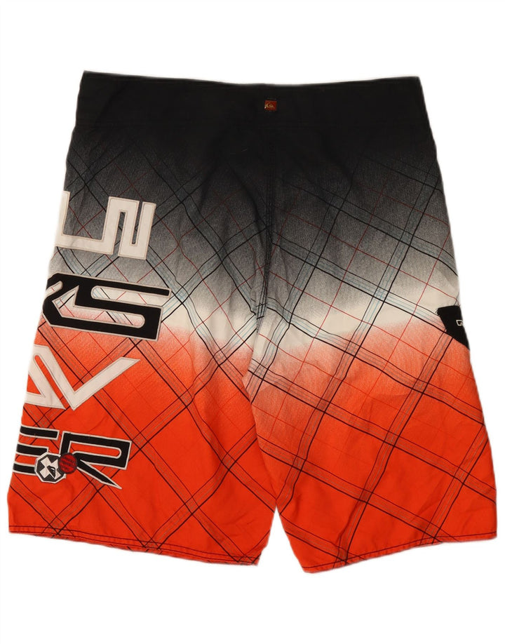 Quiksilver Shorts de natação masculino gráfico grande poliéster xadrez laranja