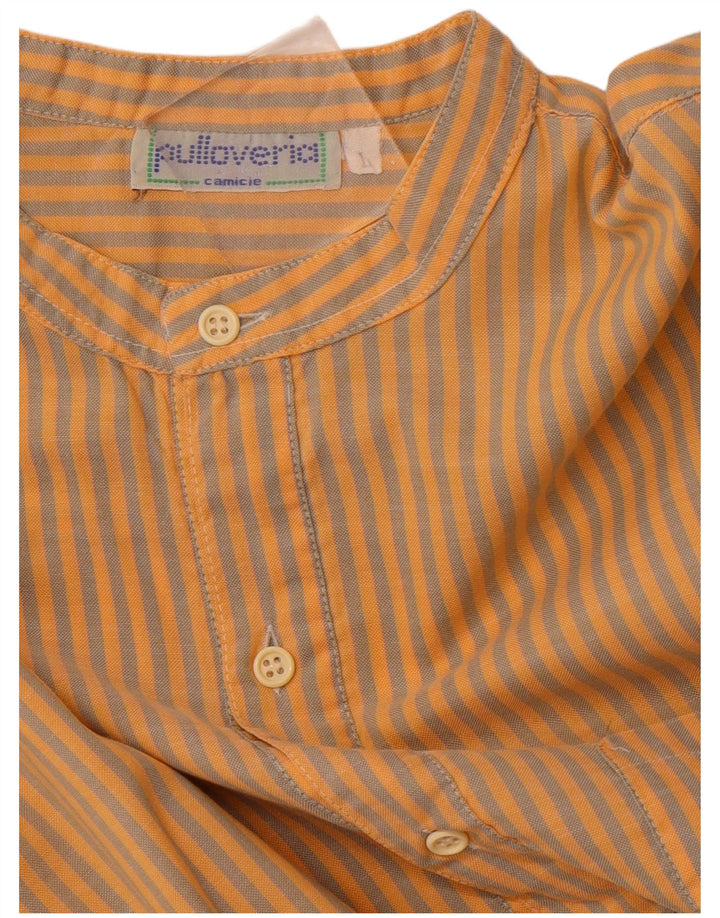 Camisa pulôver masculina de manga curta PULLOVERIA grande listrada laranja