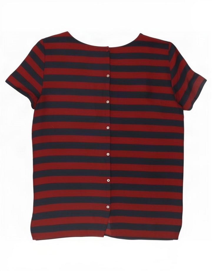 Blusa feminina Tommy Hilfiger US 8 poliéster listrado vermelho médio