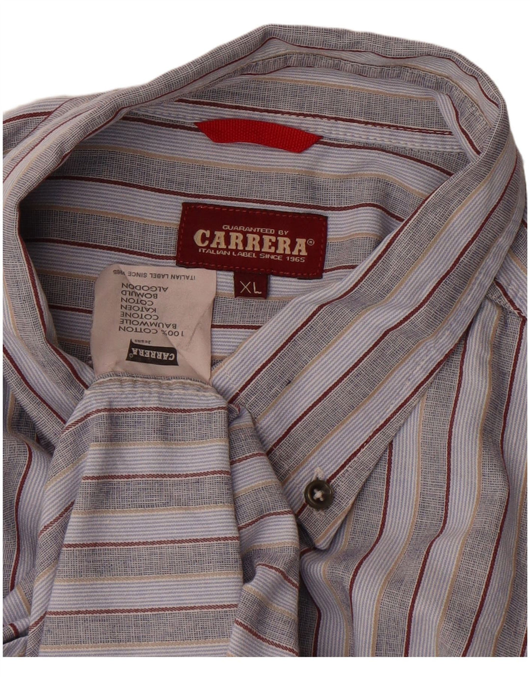 Camisa masculina Carrera XL listrada azul algodão