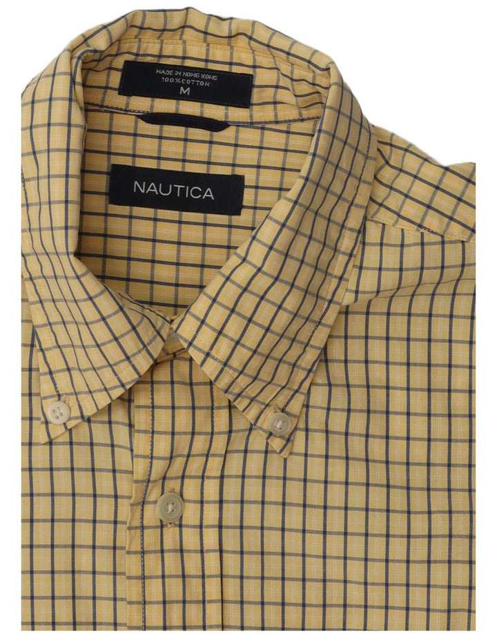 Camisa masculina NAUTICA de algodão xadrez amarelo médio