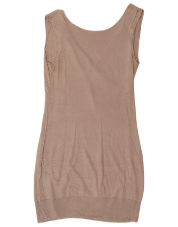 Vestido jumper feminino sem mangas Massimo Dutti Reino Unido 12 médio bege