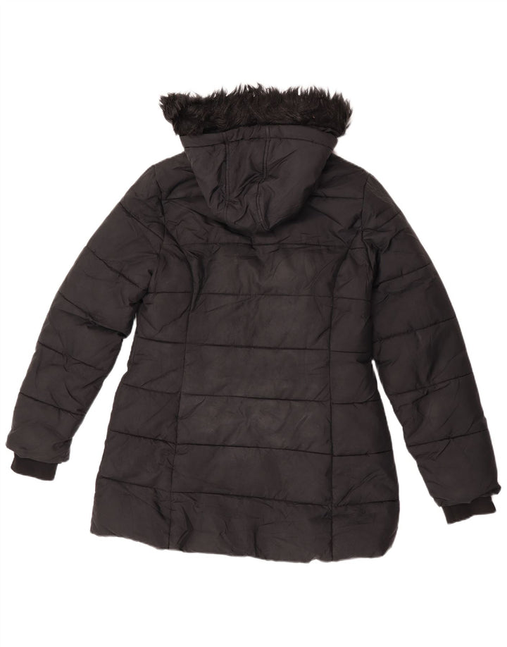 Casaco acolchoado com capuz para meninas Marks & Spencer 12-13 anos preto poliéster