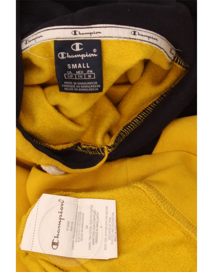 Champion moletom com capuz masculino pequeno algodão amarelo