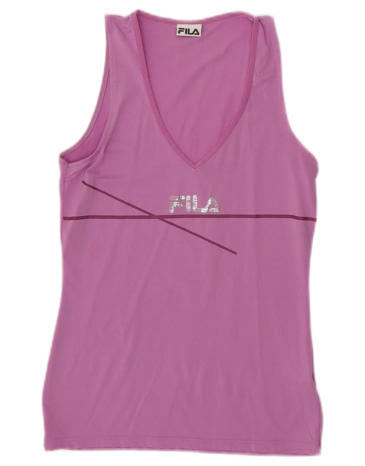 Fila Womens Graphic Vest Top UK 12 Médio Rosa Nylon