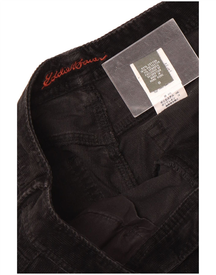 Calça feminina de veludo cotelê Eddie Bauer US 8 médio W30 L31 preta