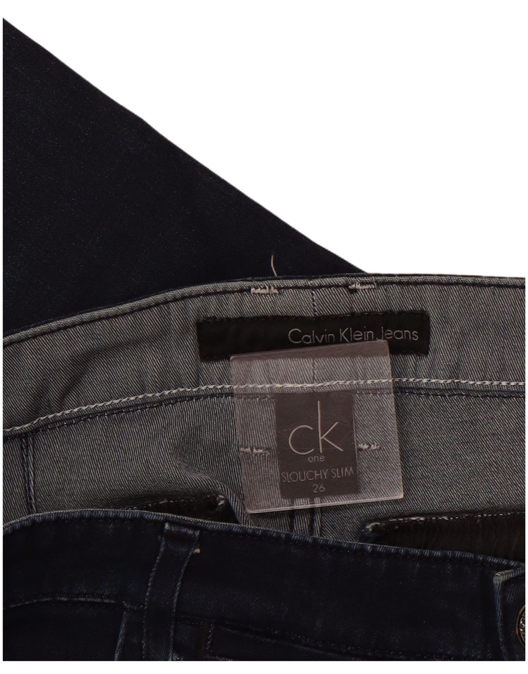 Calça jeans feminina Calvin Klein Slouchy Crop Slim W26 L25 azul marinho