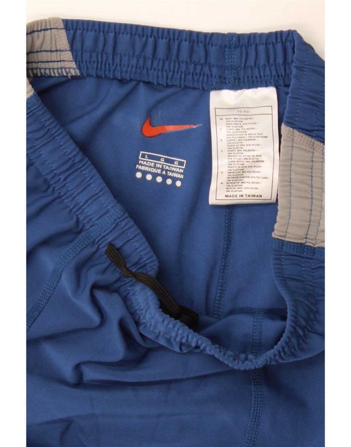 Calça de treino feminina Nike UK 14 grande azul colorblock poliéster