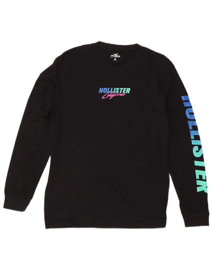 Top gráfico feminino HOLLISTER manga comprida Reino Unido 10 pequeno algodão preto