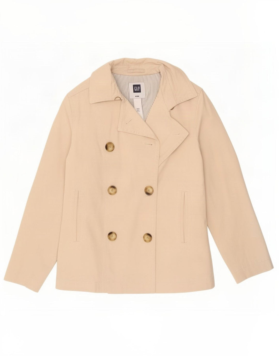 Gap Womens Pea Coat UK 12 Algodão Bege Médio