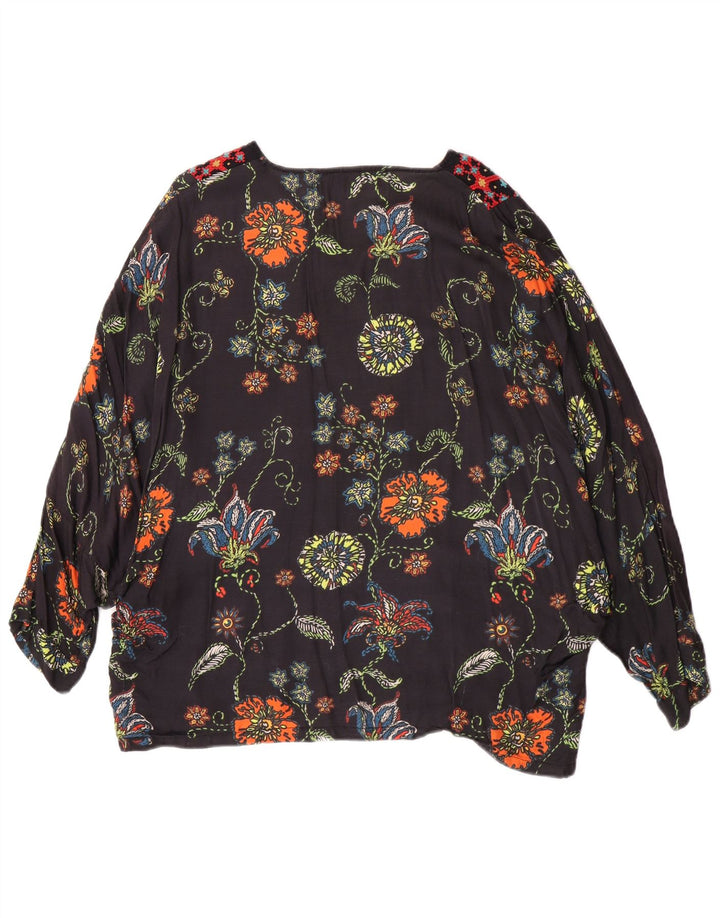 Top túnica feminina Desigual UK 12 médio preto floral