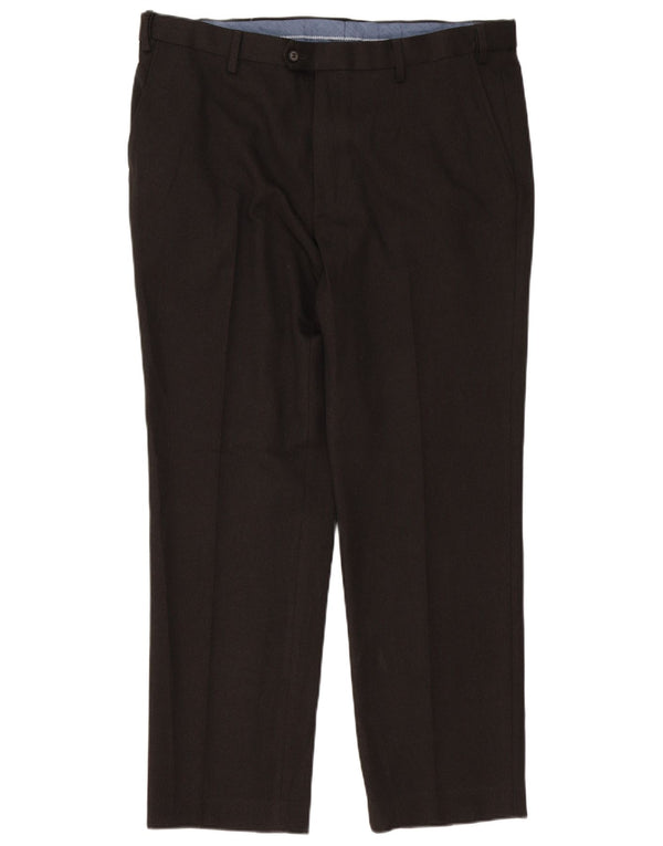Calça masculina reta regular Marks & Spencer W38 L31 poliéster marrom