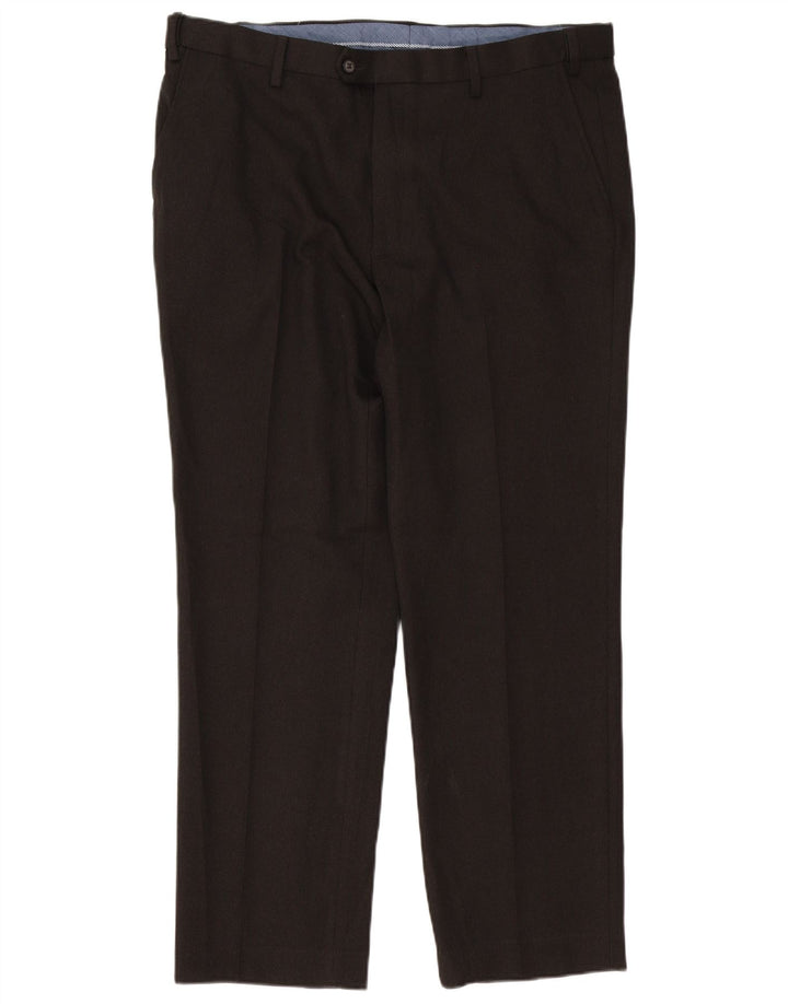 Calça masculina reta regular Marks & Spencer W38 L31 poliéster marrom