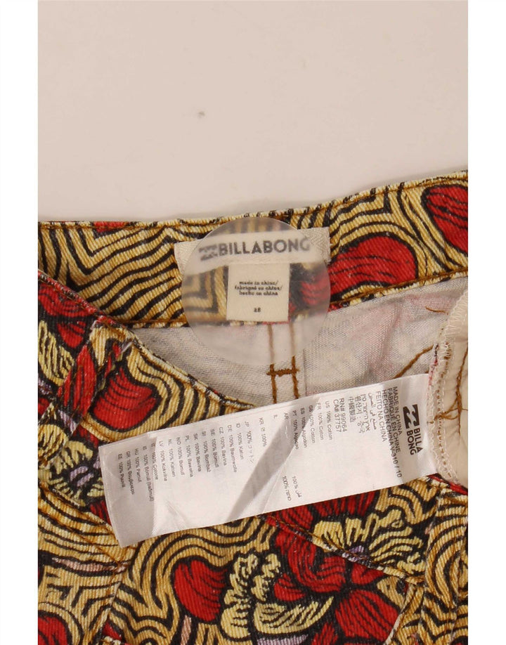 Shorts feminino casual Billabong W28 médio algodão floral multicolorido