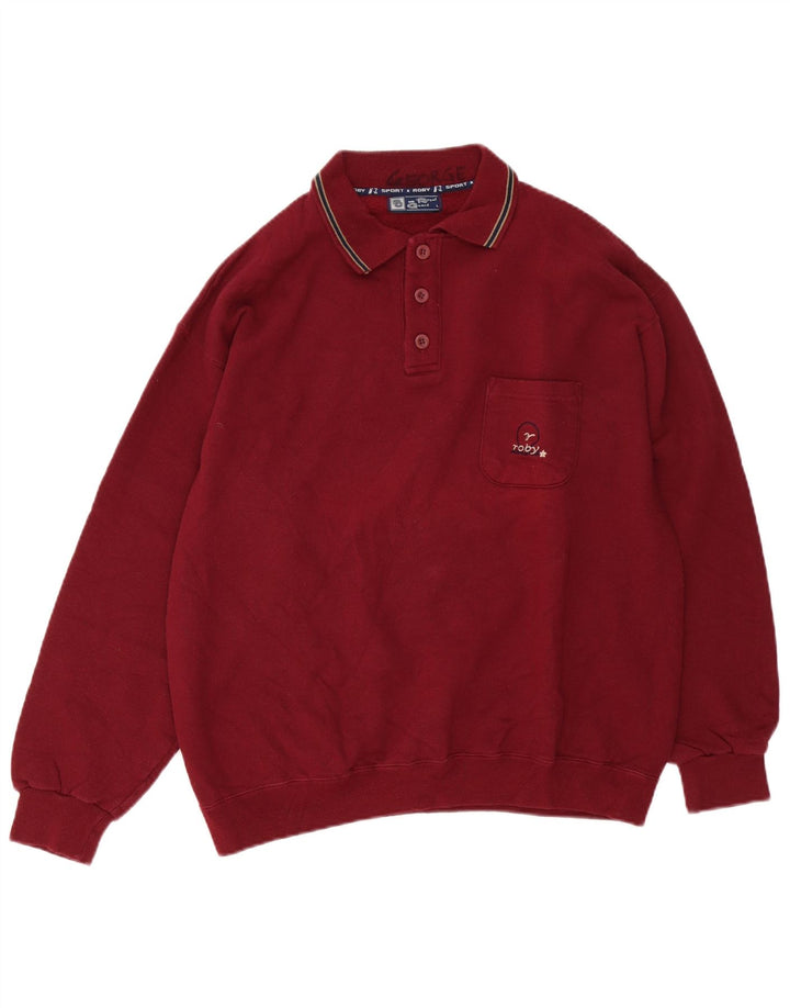 Roby moletom masculino com gola polo grande Borgonha