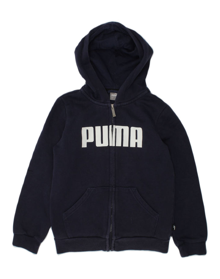 PUMA Boys Graphic Zip Hoodie Sweater 9-10 Years Blue Cotton | Vintage Puma | Thrift | Second-Hand Puma | Used Clothing | Messina Hembry 