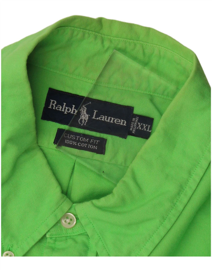 Ralph Lauren Camisa masculina de ajuste personalizado 2XL algodão verde