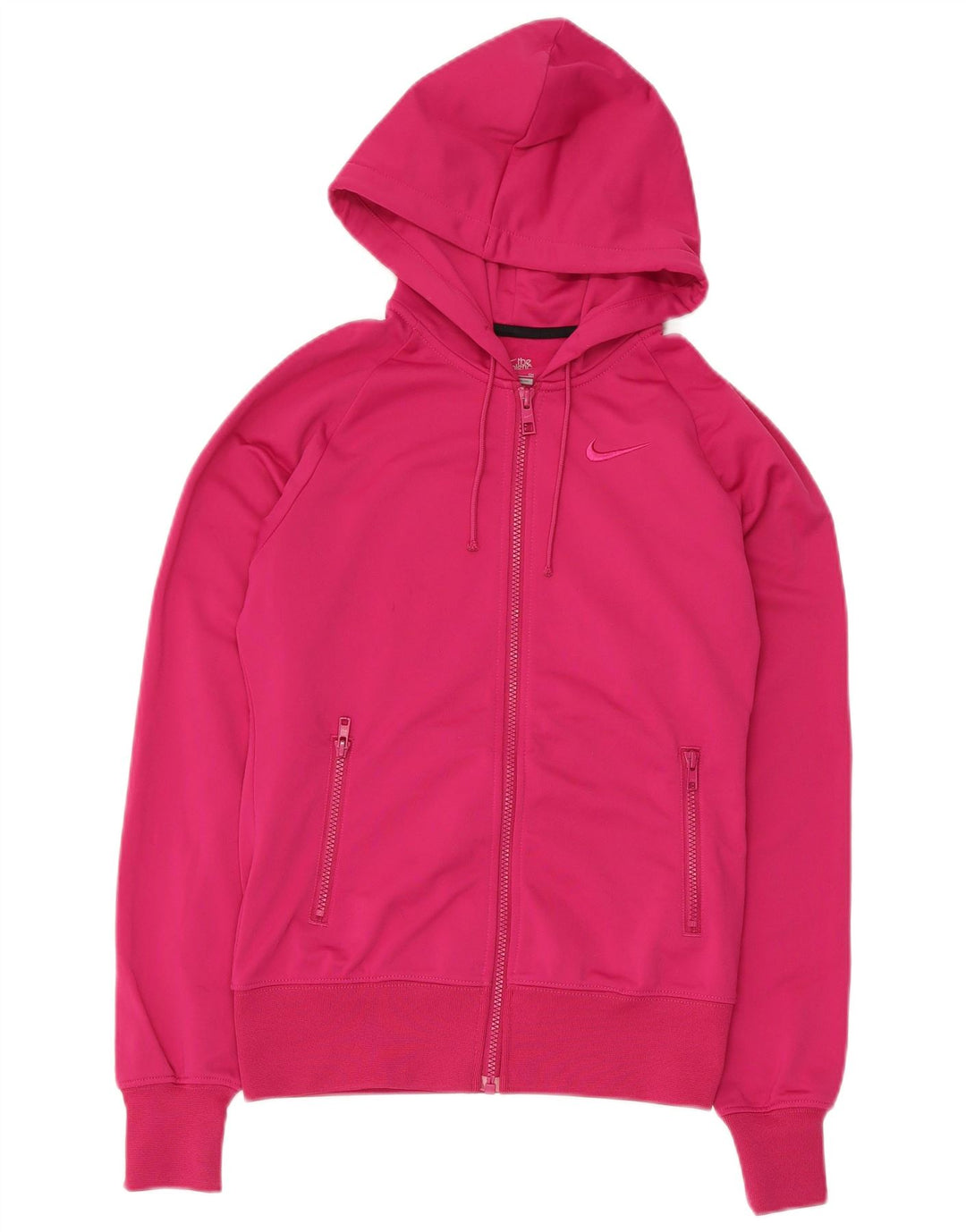 Suéter Nike feminino com capuz e zíper UK 10 pequeno poliéster rosa