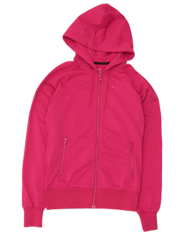 Suéter Nike feminino com capuz e zíper UK 10 pequeno poliéster rosa