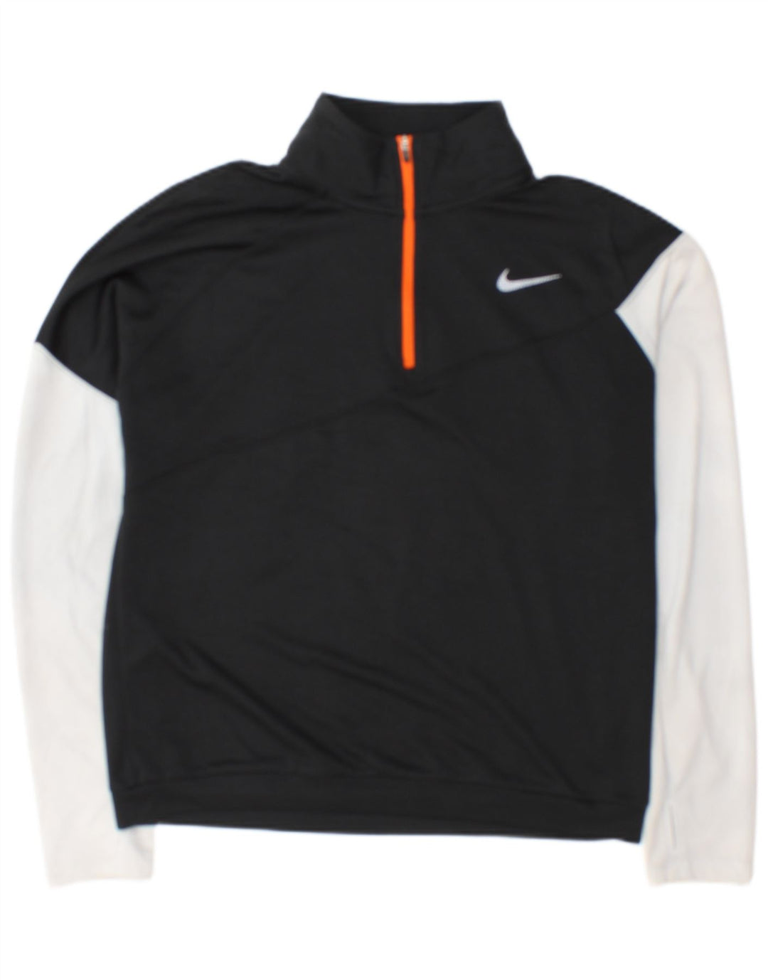 Top de treino feminino Nike com zíper e gola alta UK 14 médio preto colorblock